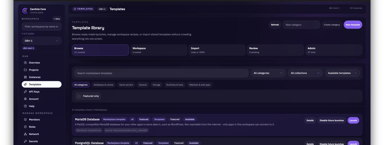 Live Canticle Core template library